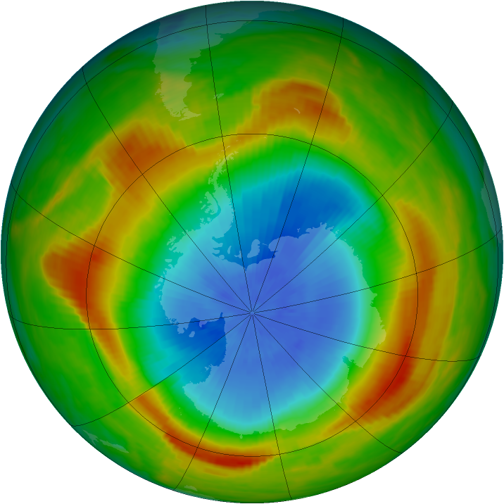 Antarctic ozone map for 28 October 1980